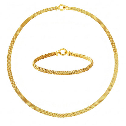 14K Yellow Gold Jessica Woven Chain Jewelry Set