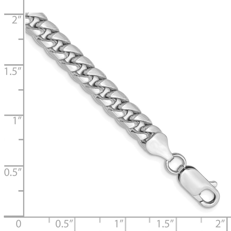 14K White Gold 6mm Semi-Solid Miami Cuban 7 Inch Chain