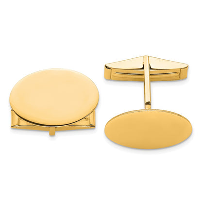 14K Yellow Gold Men's Oval Cuff Links