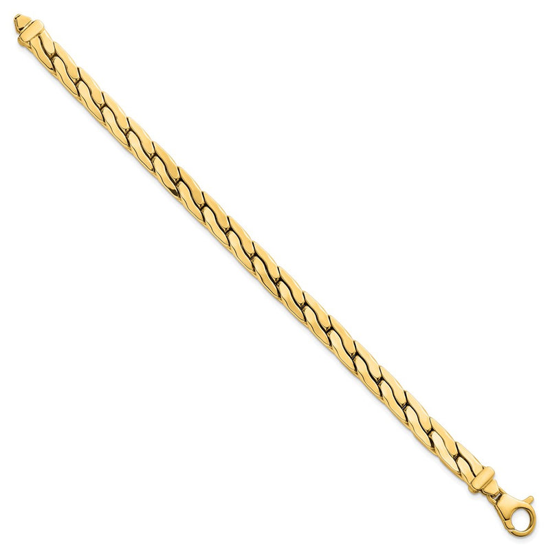 14K Yellow Gold Polished 6.3mm Lightweight Fancy Link 7.5 Inch Bracelet
