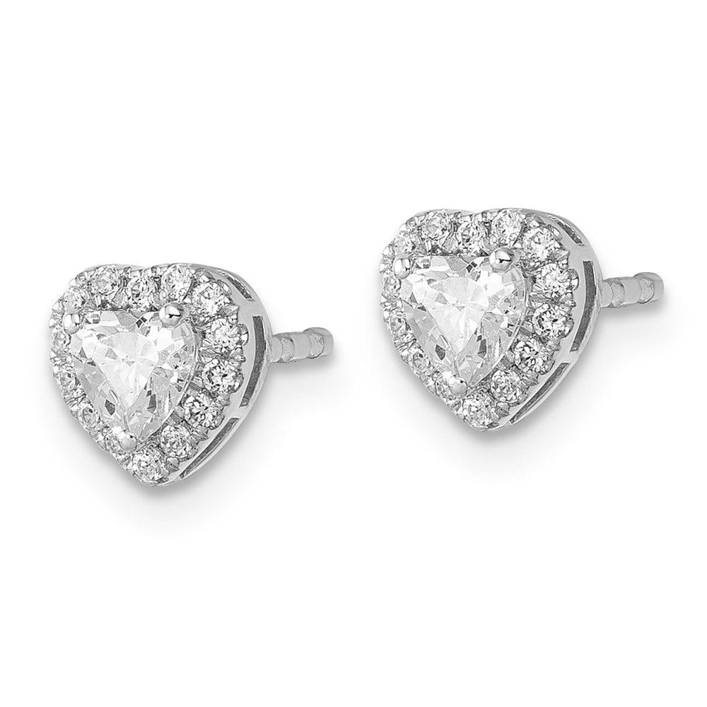 14K White Gold Lab Grown VS/SI+ G+ Diamond Heart Shape Halo Complete Earrings