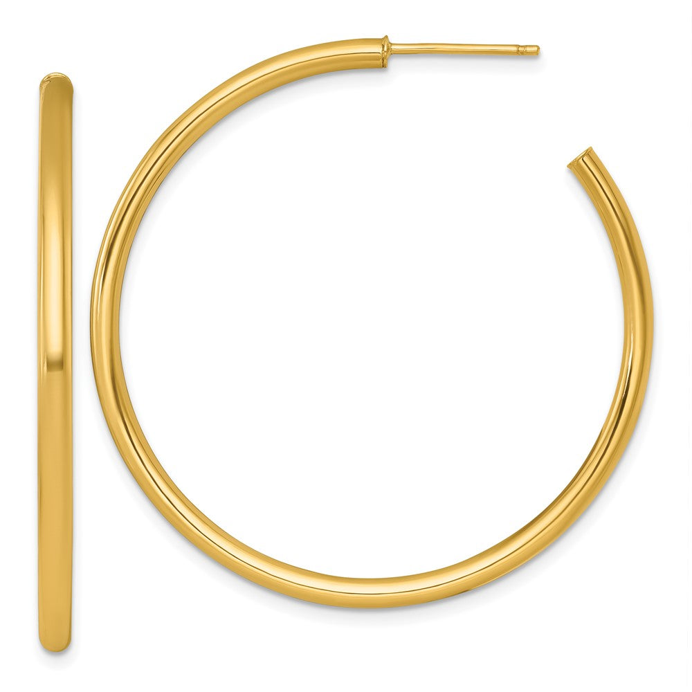 14K Yellow Gold Polished 2.5 x 45mm Tube C-Hoop Post Earrings