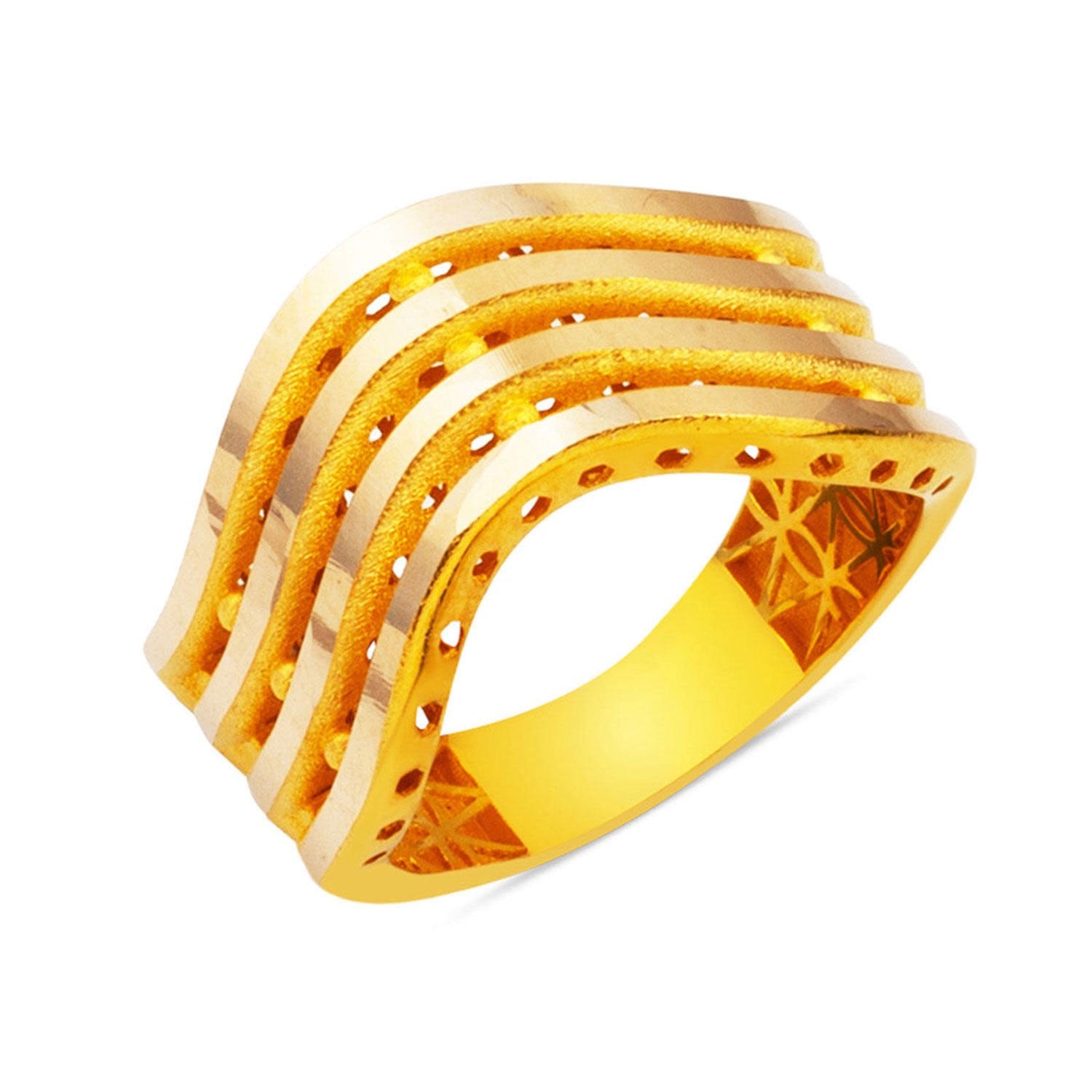 14K Yellow Gold Zigzag Ajda Ring (2.49 g)