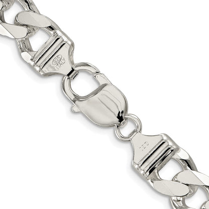 Sterling Silver Rhodium-plated 11.0mm Pav‚ Curb 26 Inch Chain