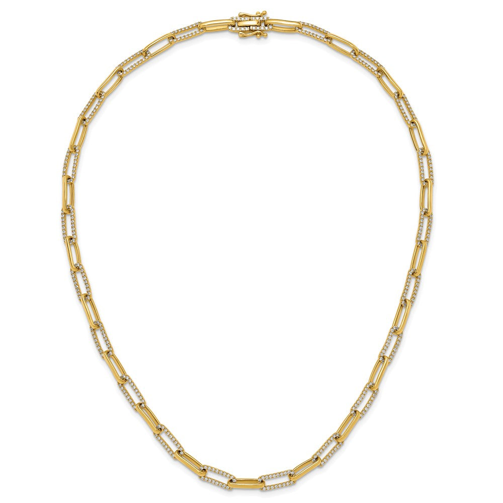 14K Yellow Gold 3 3/4 carat Lab Grown Diamond VS/SI+ G+ 18 Inch Fashion Paperclip Necklace