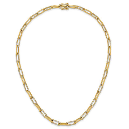 14K Yellow Gold 3 3/4 carat Lab Grown Diamond VS/SI+ G+ 18 Inch Fashion Paperclip Necklace