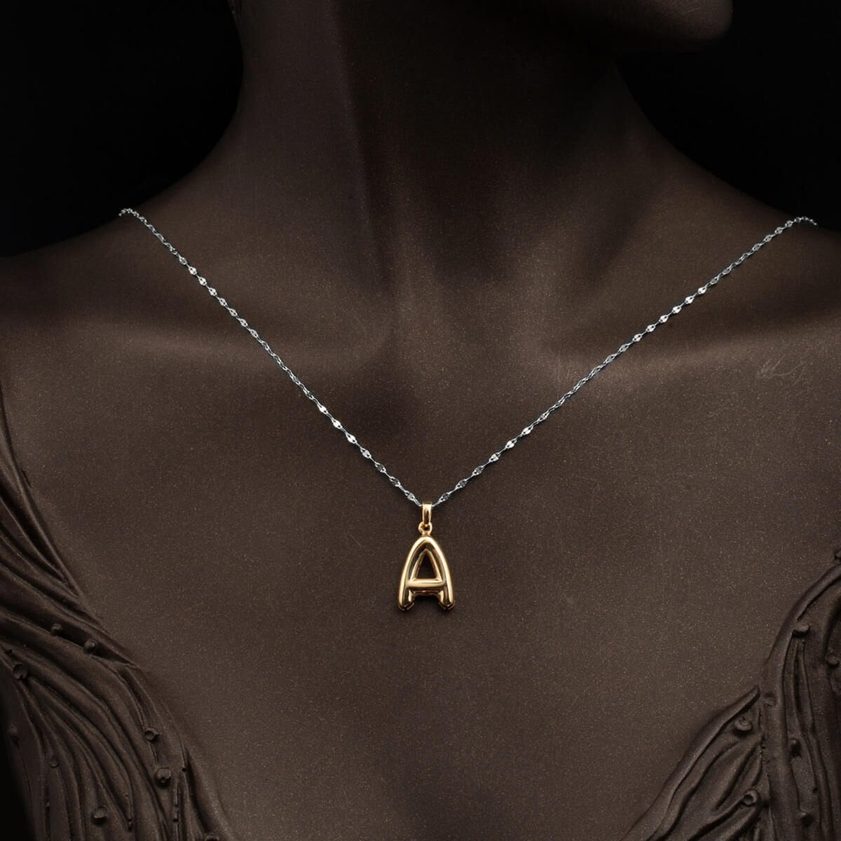 14K Yellow Gold Balloon Initial A Pendant