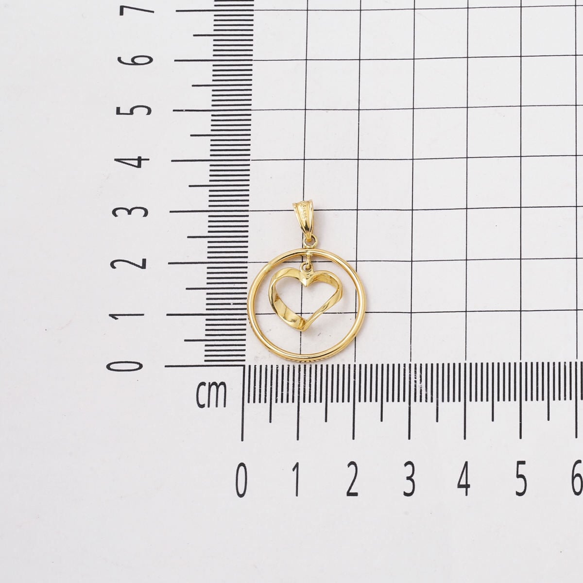 14K Yellow Gold Heart Hoop Pendant