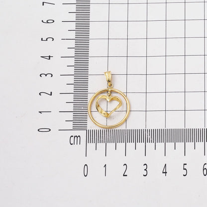 14K Yellow Gold Heart Hoop Pendant