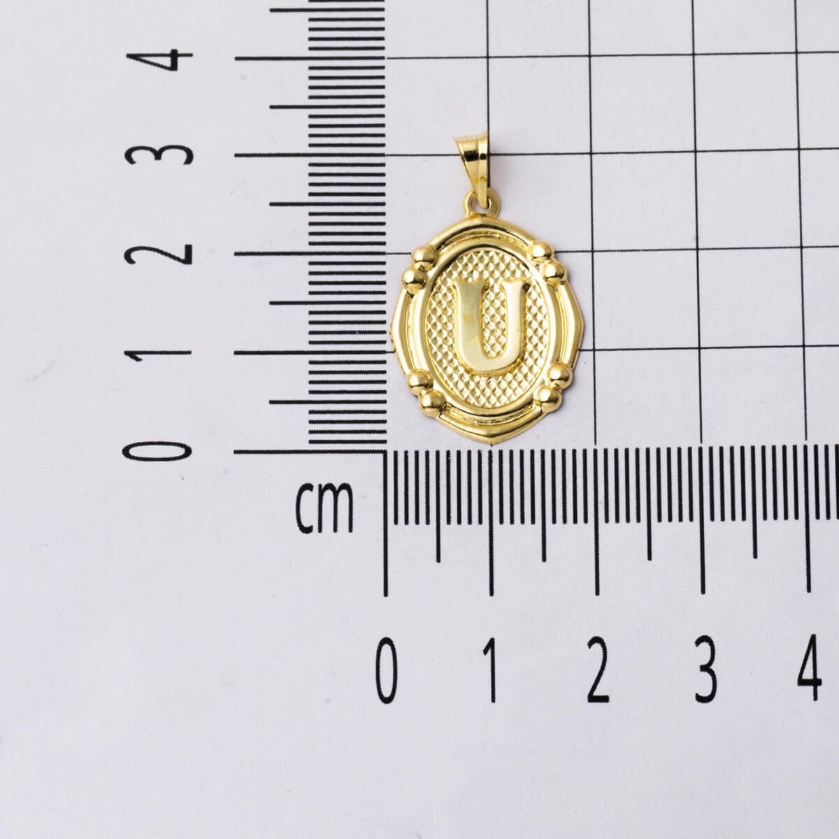 14K Yellow Gold Italian U Initial Pendant
