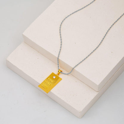 14K Yellow Gold Solitaire Gold Bar Cubic Zirconia Pendant