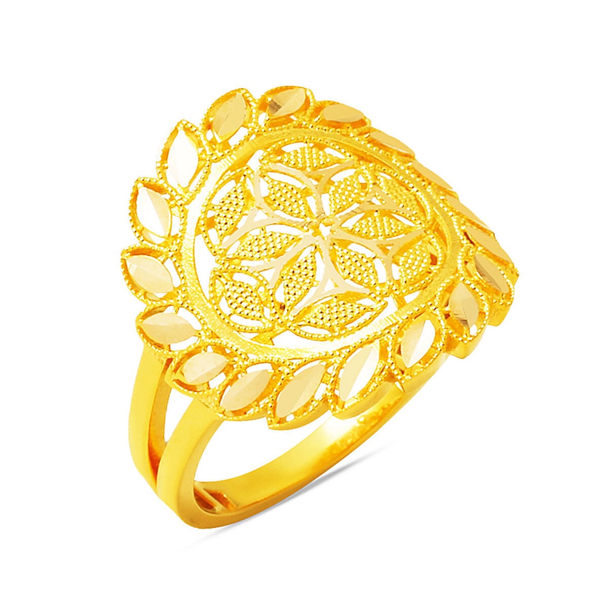 14K Yellow Gold Kazaz Engraved Ring
