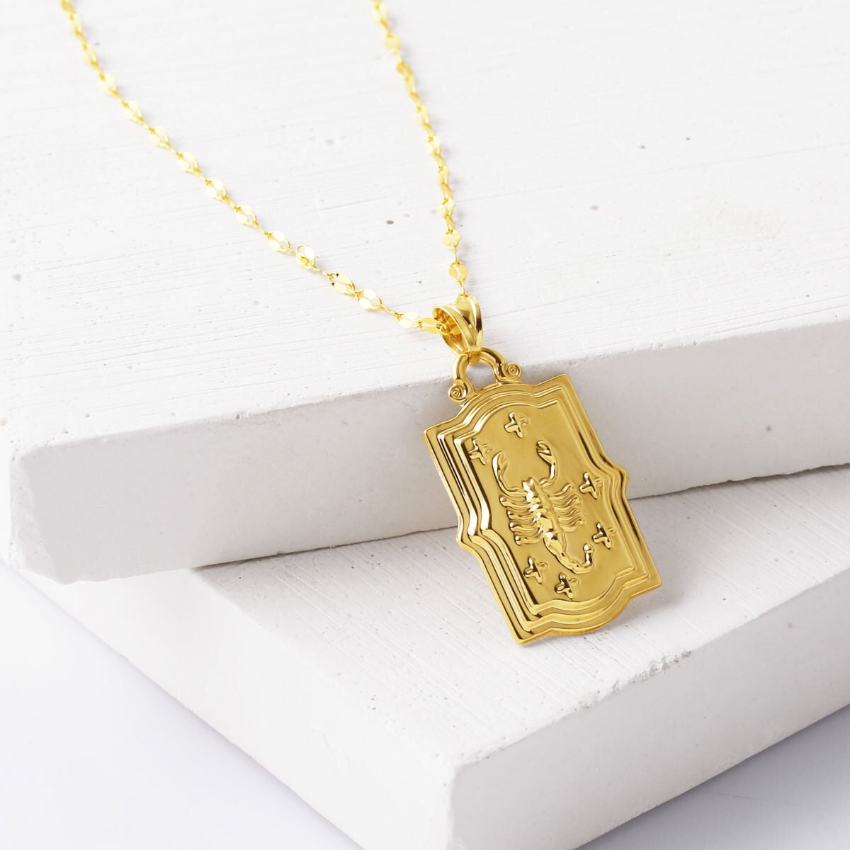 14K Yellow Gold Retro Scorpio Zodiac Pendant