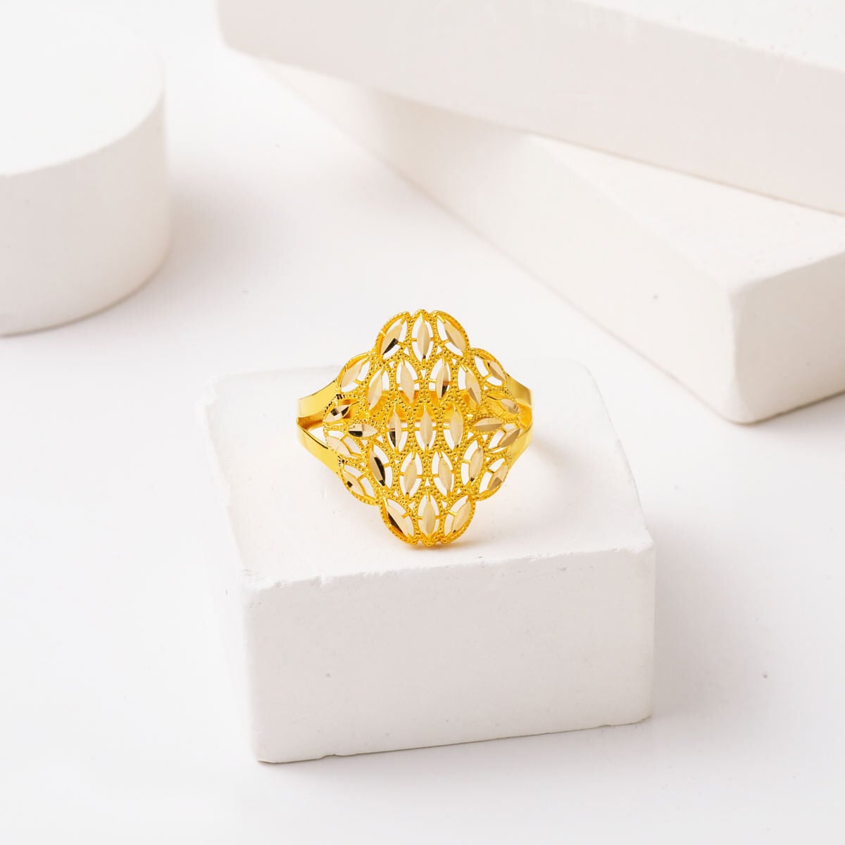 14K Yellow Gold Ajda Hand Engraved Ring