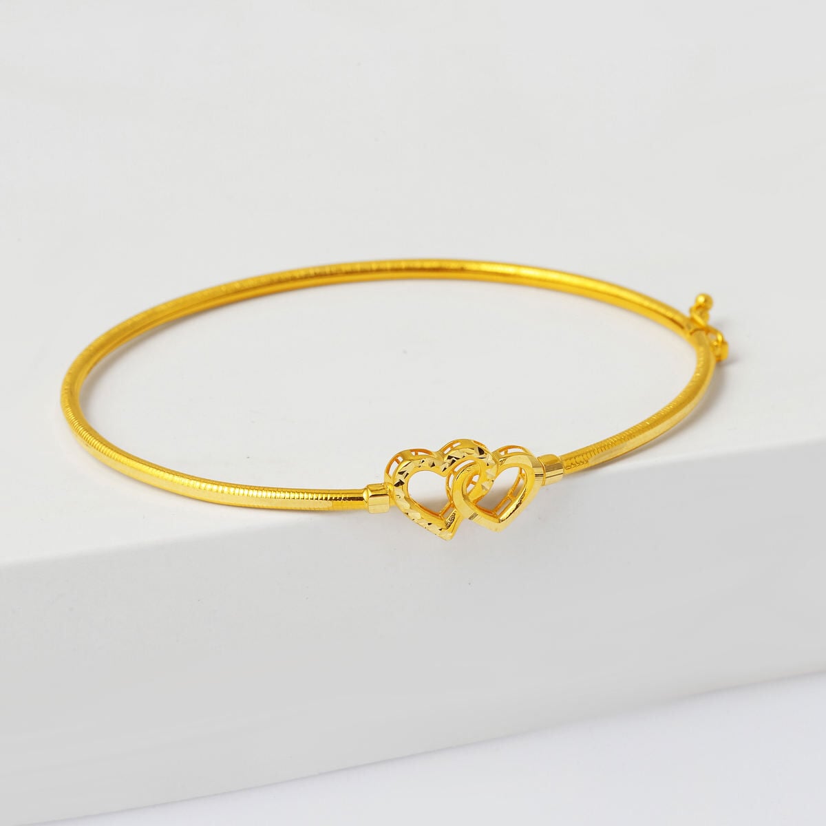 14K Yellow Gold Heart Twin Ajda Bangle