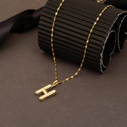 14K Yellow Gold Balloon Initial H Necklace