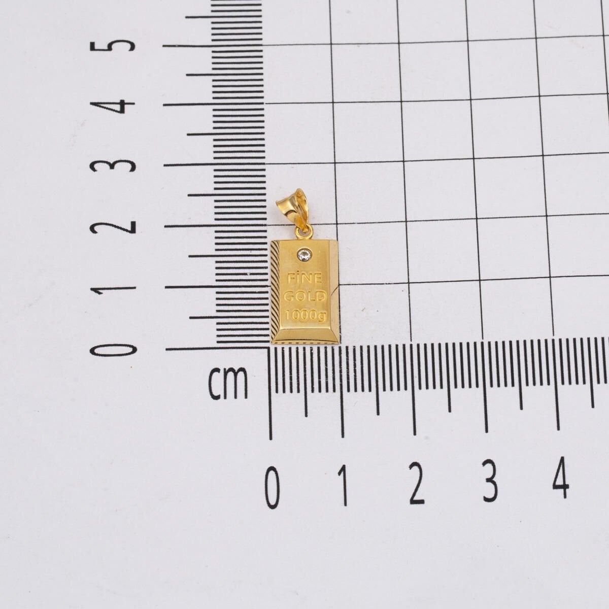 14K Yellow Gold Solitaire Gold Bar Cubic Zirconia Necklace
