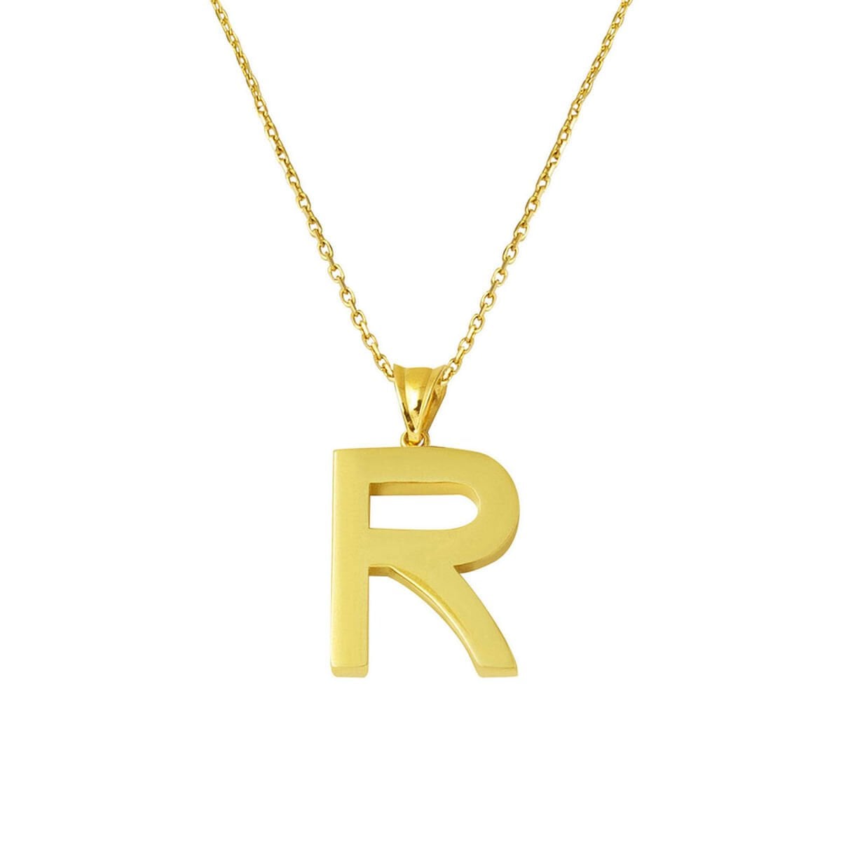 14K Yellow Gold Classic Initial R Necklace