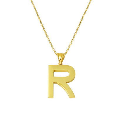 14K Yellow Gold Classic Initial R Necklace
