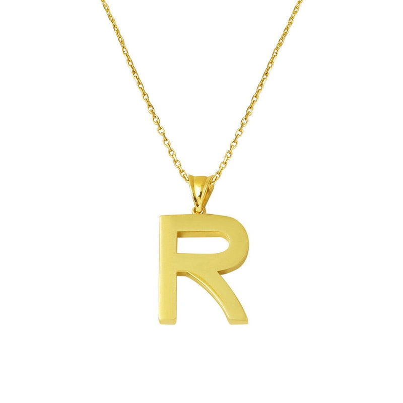 14K Yellow Gold Classic Initial R Necklace