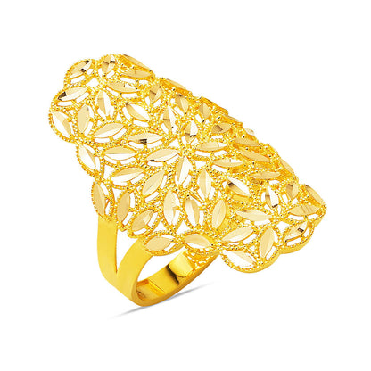 14K Yellow Gold Flower of Life Marquise Ring