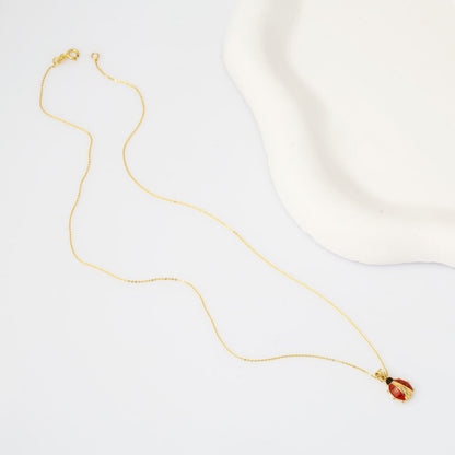 14K Yellow Gold Ladybug Enamel Pendant