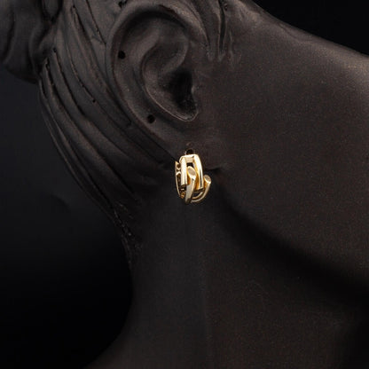 14K Yellow Gold Ribbed Design Jewelry Set