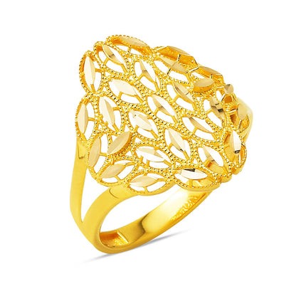 14K Yellow Gold Ajda Hand Engraved Ring