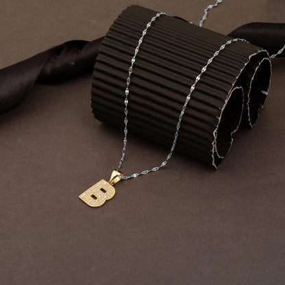 14K Yellow Gold Initial B Cubic Zirconia Pendant