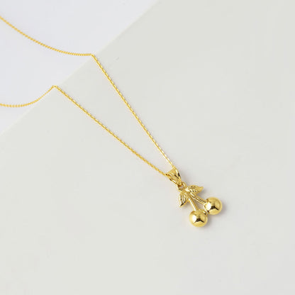 14K Yellow Gold Cherry Necklace