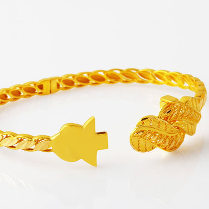 14K Yellow Gold Buckle Indian Style Hinged Cuff Bangle