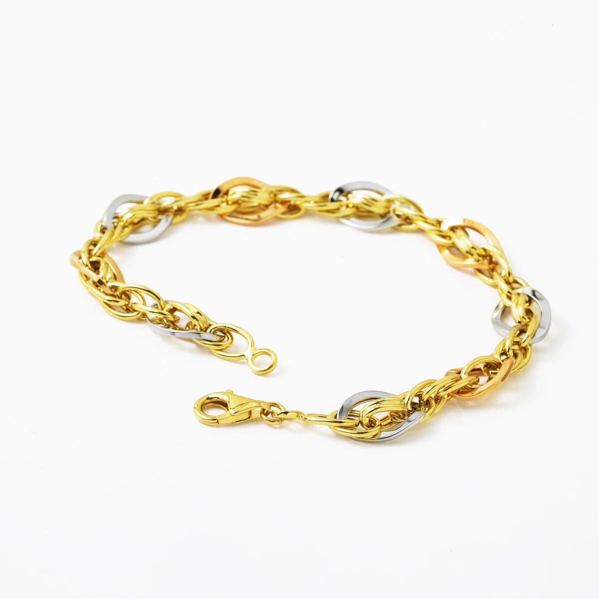 14K Yellow Gold Tri-Color Hallow Bracelet (5.22 g)
