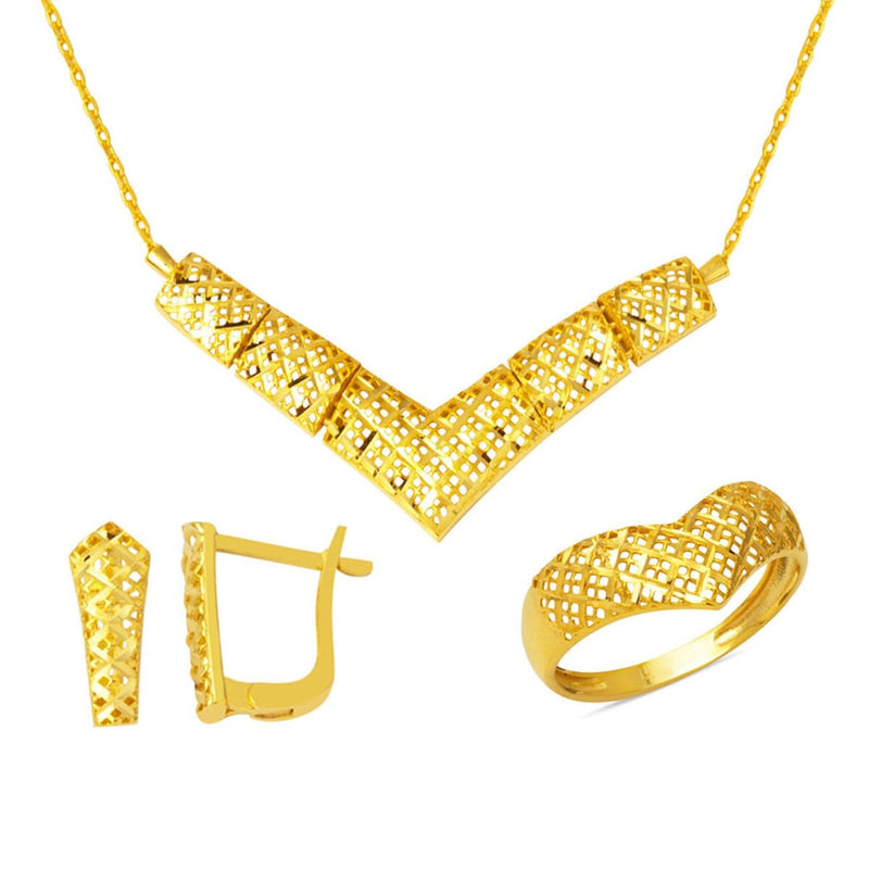 22K Yellow Gold Minimalist Women's Jewelry Set