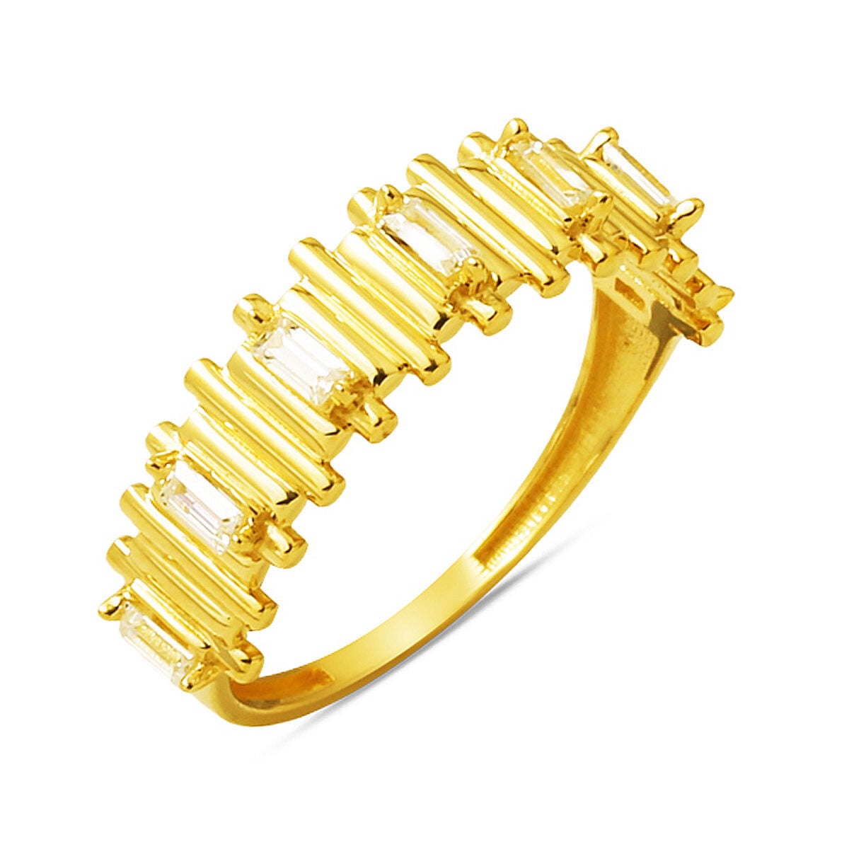 14K Yellow Gold Rhythm Cubic Zirconia Ring