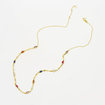 14K Yellow Gold Colored Teardrop Cubic Zirconia Necklace