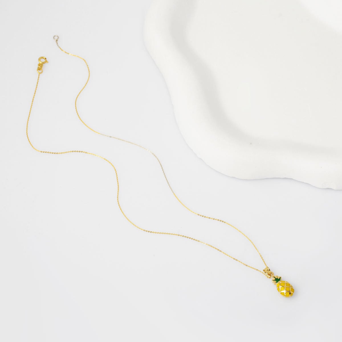 14K Yellow Gold Pineapple Enamel Pendant