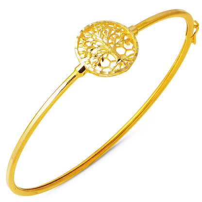14K Yellow Gold Life Tree Ajda Lock Bangle