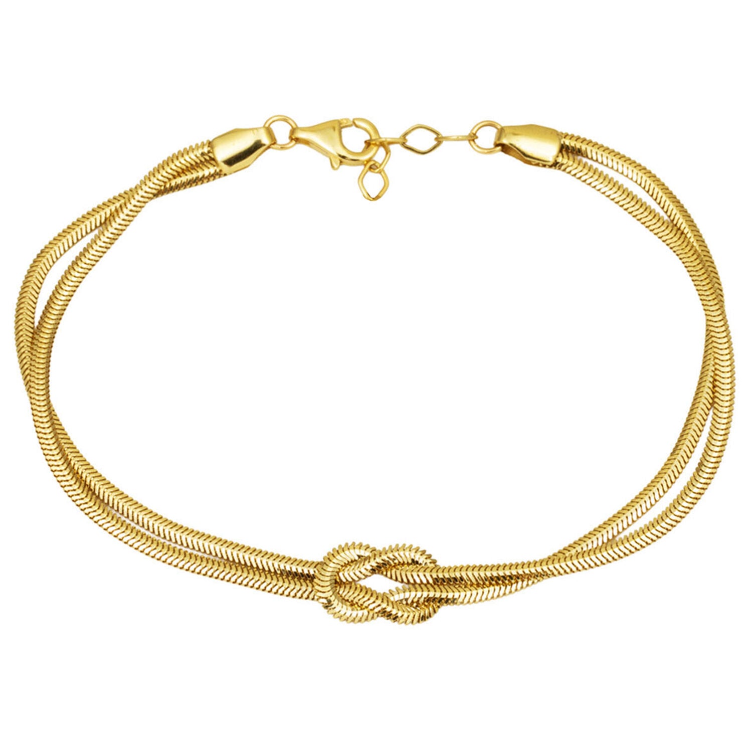 14K Yellow Gold Knotted Herringbone Chain Bracelet