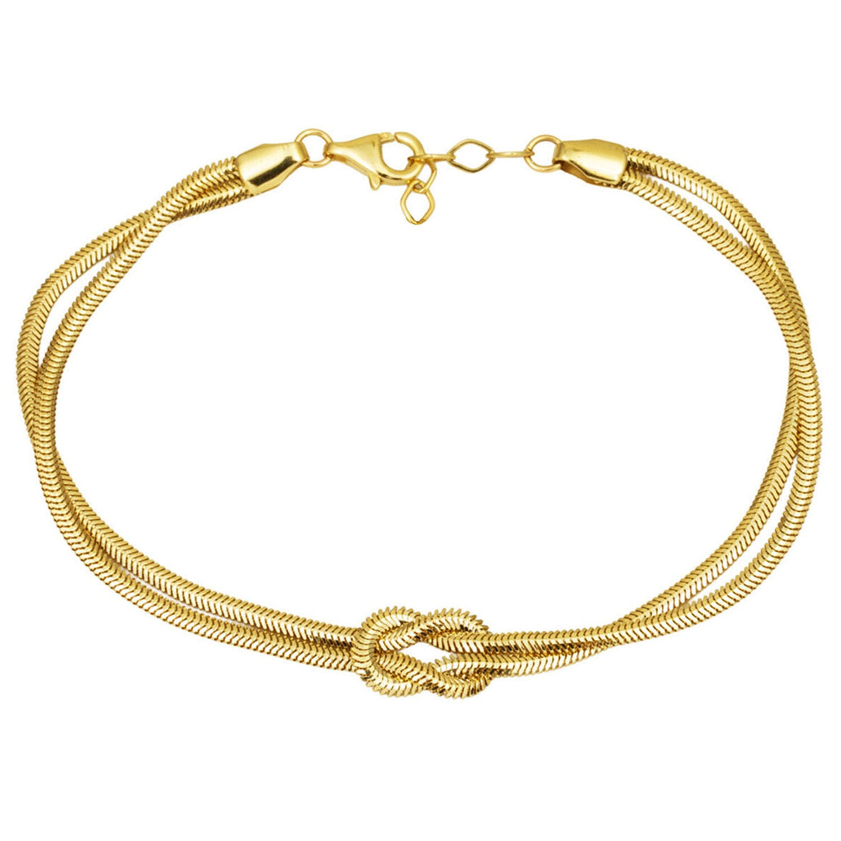 14K Yellow Gold Knotted Herringbone Chain Bracelet