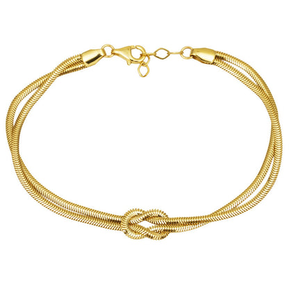 14K Yellow Gold Knotted Herringbone Chain Bracelet