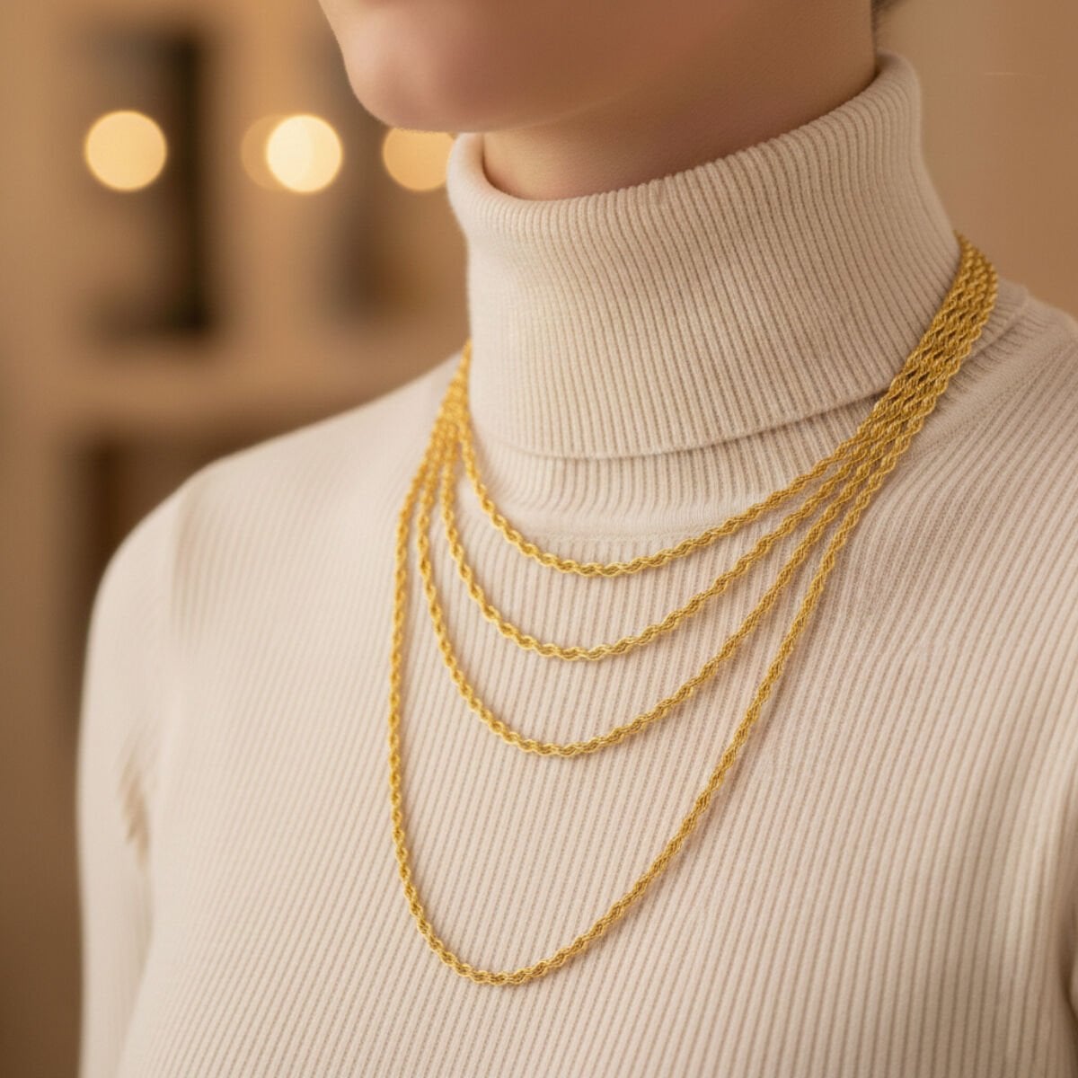 14K Yellow Gold Twisted Chain 2.5 Meter