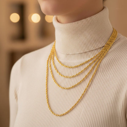 14K Yellow Gold Twisted Chain 2.5 Meter