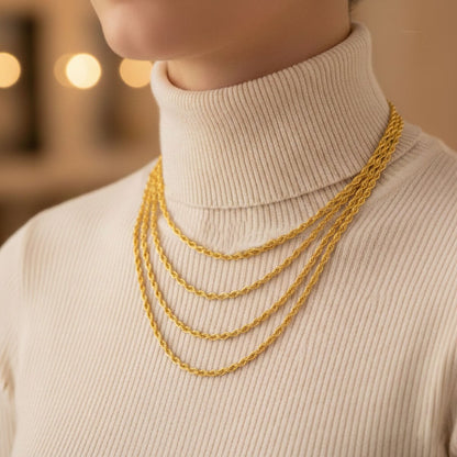 14K Yellow Gold Twisted Chain 2.5 Meter