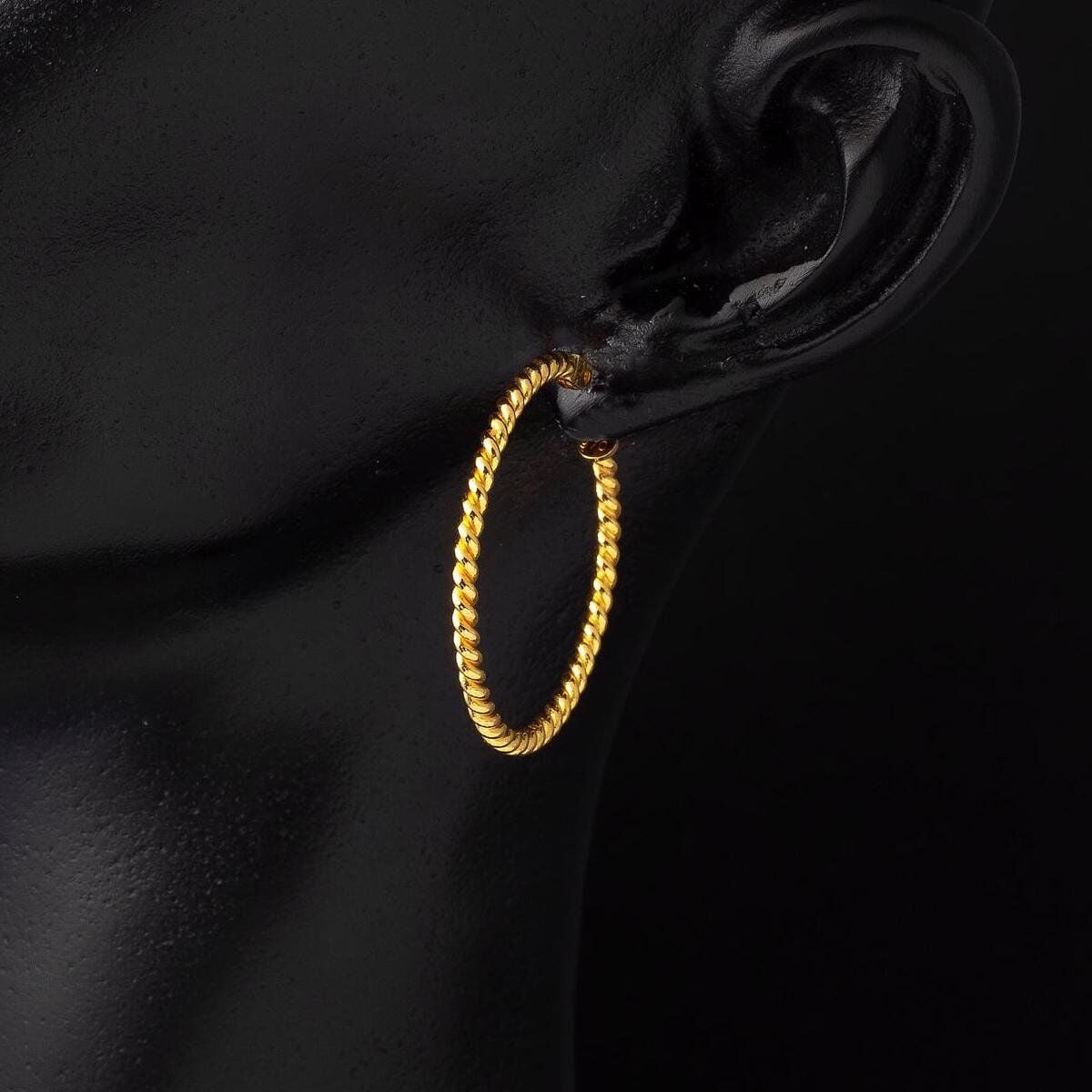 22K Yellow Gold 2 cm Diameter Twisted Earrings (4.11 g)