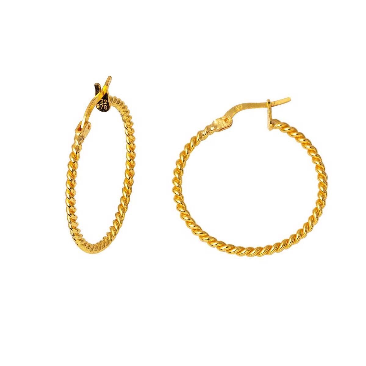 22K Yellow Gold 2 cm Diameter Twisted Earrings (4.11 g)