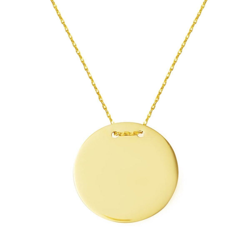 14K Yellow Gold 2 cm Diameter Personalized Name Plate Necklace