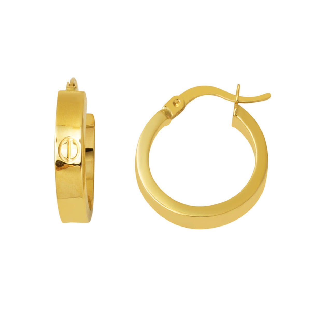14K Yellow Gold Designer Inspired 2 cm Diameter Hoop Earrings