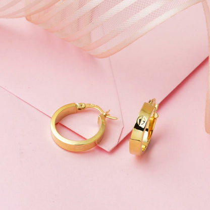 14K Yellow Gold Designer Inspired 2 cm Diameter Hoop Earrings