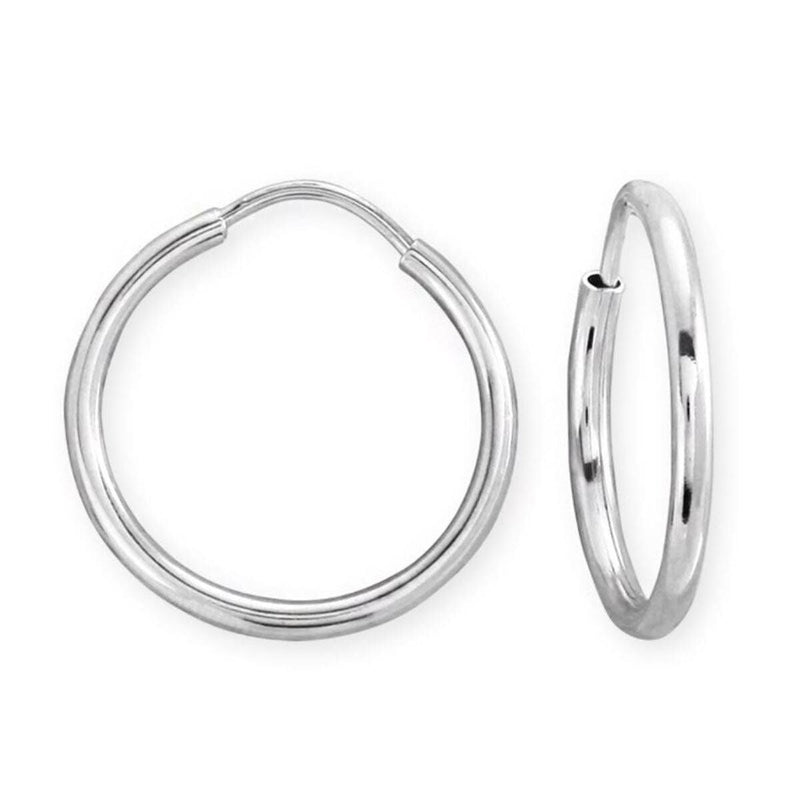14K White Gold 2 Cm Wide Hoop Earrings