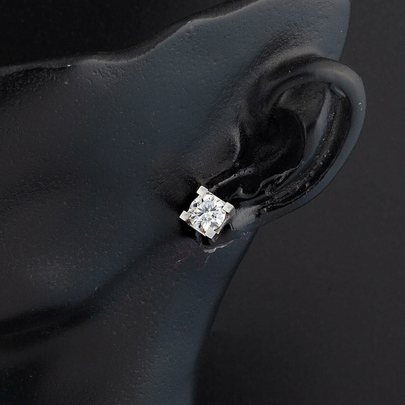 14K White Gold Classic Solitaire 2 Ct Moissanite Earrings